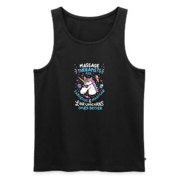Massothérapeute disant Massothérapeute Licorne - Débardeur bio Premium Homme - noir - Devant - AI Model Male 178 light (178cm)