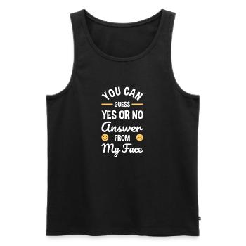 Sie können ja oder keine Antwort von meinem Gesicht lustig erraten - Männer Premium Bio Tank Top - Schwarz - Vorne - AI Model Male 178 light (178cm)