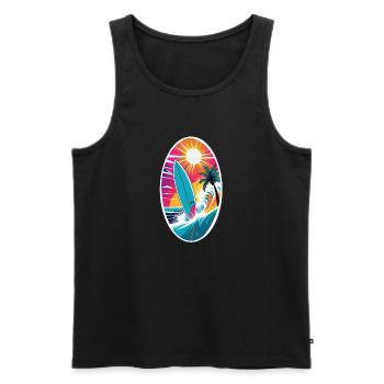 surf plage palmier soleil vacances - Débardeur bio Premium Homme - noir - Devant - Michal (187cm)