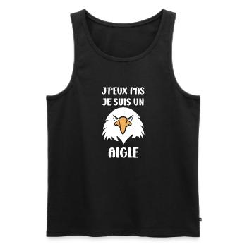 Citation humour Oiseau aigle - Débardeur bio Premium Homme - noir - Devant - Michal (187cm)