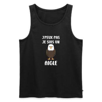 Citation humour Oiseau aigle - Débardeur bio Premium Homme - noir - Devant - Michal (187cm)