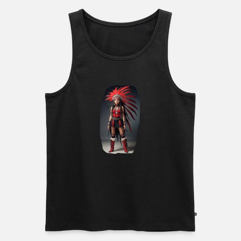 Indianer Mädchen - Männer Premium Bio Tank Top - Schwarz