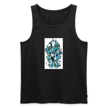 Aqua girl ink art - Men's Premium Organic Tank Top - black - Front - AI Model Male 178 light (178cm)