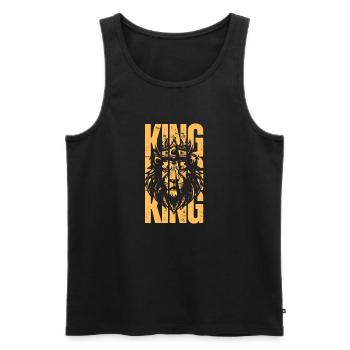King Lion - Men's Premium Organic Tank Top - black - Front - AI Model Male 178 light (178cm)