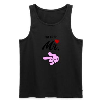 im her mr - Männer Premium Bio Tank Top - Schwarz - Vorne - AI Model Male 178 light (178cm)