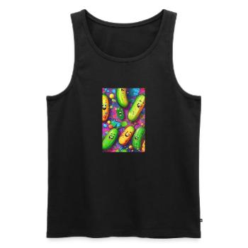 Cucumbers, Cucumber, Graffiti, Laughing Cucumbers, Colorful - Men's Premium Organic Tank Top - black - Front - AI Model Male 178 light (178cm)