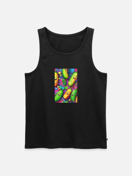 Gurken, Gurke, Graffiti,lachende Gurken, bunt - Männer Premium Bio Tank Top - Schwarz
