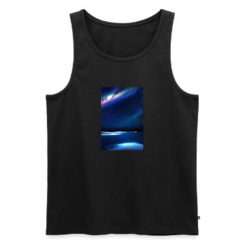 polarlichter, nachts,sterne,schnee,spiegelung - Männer Premium Bio Tank Top - Schwarz - Vorne - AI Model Male 178 light (178cm)
