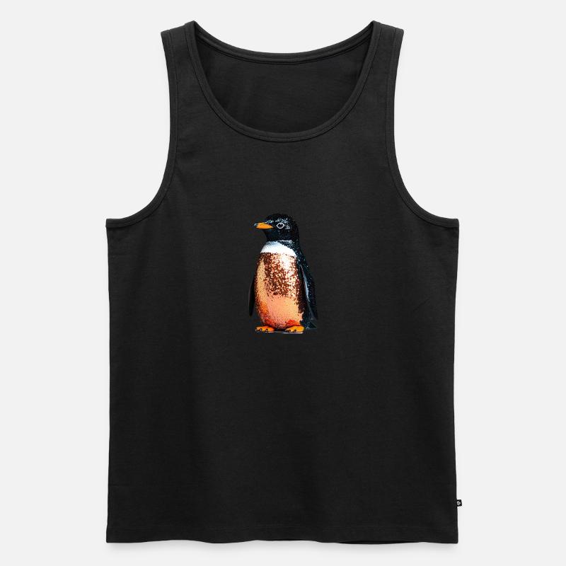 Pinguin,Pailletten,Glitzer,gold,schwarz - Männer Premium Bio Tank Top - Schwarz