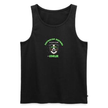 Aussie - comme un chien normal, mais vert plus froid - Débardeur bio Premium Homme - noir - Devant - AI Model Male 178 light (178cm)