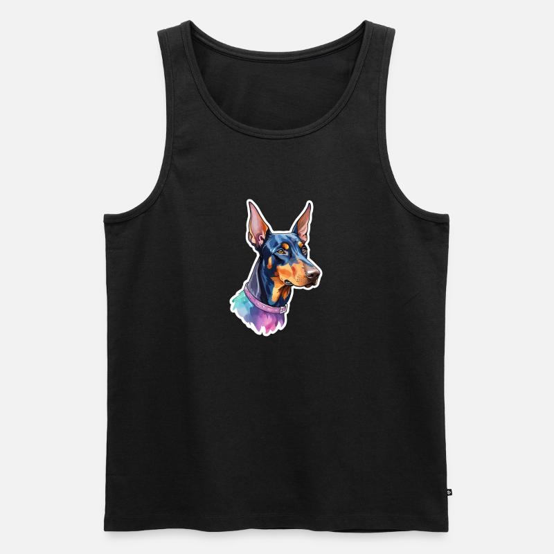 Dobermann Wasserfarben - Männer Premium Bio Tank Top - Schwarz