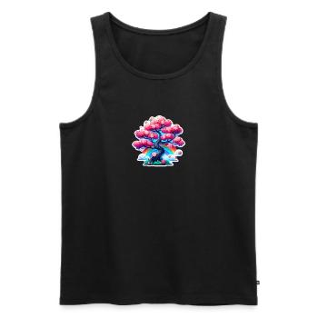 Kirschbaum Mit Wunderschönen Blüten - Männer Premium Bio Tank Top - Schwarz - Vorne - AI Model Male 178 light (178cm)