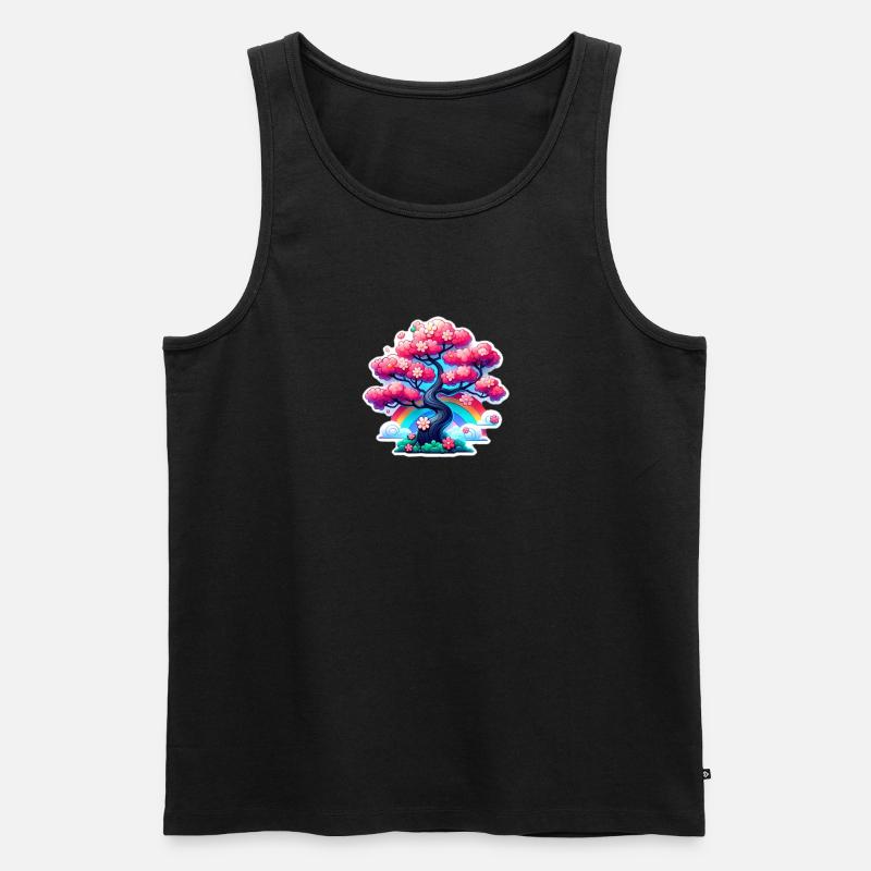 Kirschbaum Mit Wunderschönen Blüten - Männer Premium Bio Tank Top - Schwarz