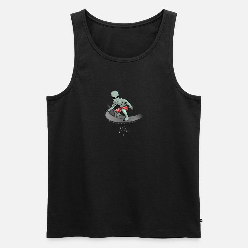 Alien Cool Surfing - Männer Premium Bio Tank Top - Schwarz