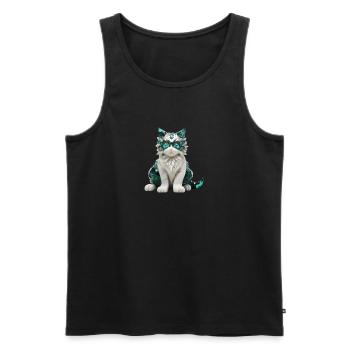 Geburtsstein-Katze Mai - Männer Premium Bio Tank Top - Schwarz - Vorne - AI Model Male 178 light (178cm)