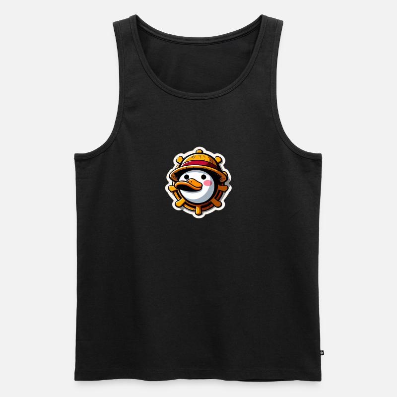 Ente mit Strohhut - Männer Premium Bio Tank Top - Schwarz