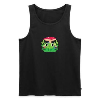 Cute Cottagecore Frog With Flowers and Mushroom - Men's Premium Organic Tank Top - black - Front - AI Model Male 178 light (178cm)