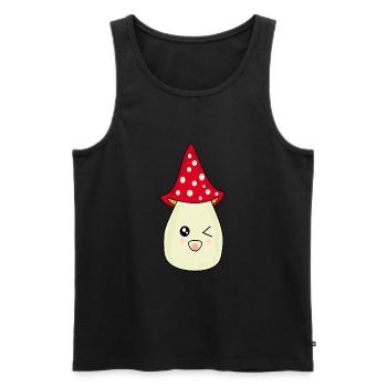 Kawaii Mushroom Toadstool cute red with face - Men's Premium Organic Tank Top - black - Front - AI Model Male 178 light (178cm)