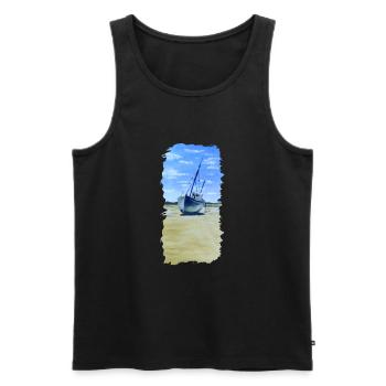 Beached at Bunbeg - Men's Premium Organic Tank Top - black - Front - Michal (187cm)