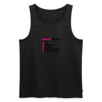 Femme forte Femmes Pouvoir Journée de la femme fière - Débardeur bio Premium Homme - noir - Devant - AI Model Male 178 light (178cm)