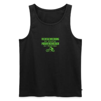 Mountainbiken wichtiger - MTB Mountainbike - Männer Premium Bio Tank Top - Schwarz - Vorne - Michal (187cm)