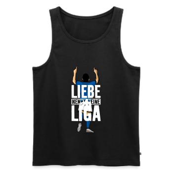 LIEBE KENNT KEINE LIGA - Männer Premium Bio Tank Top - Schwarz - Vorne - AI Model Male 178 light (178cm)