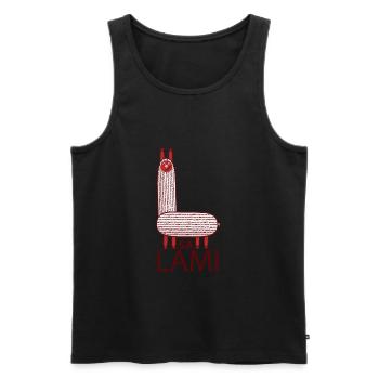 Jeu de mots drôle lama - Débardeur bio Premium Homme - noir - Devant - AI Model Male 178 light (178cm)