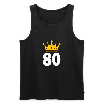 80 Krone 80. Geburtstag 80 Jahre - Männer Premium Bio Tank Top - Schwarz - Vorne - AI Model Male 178 light (178cm)