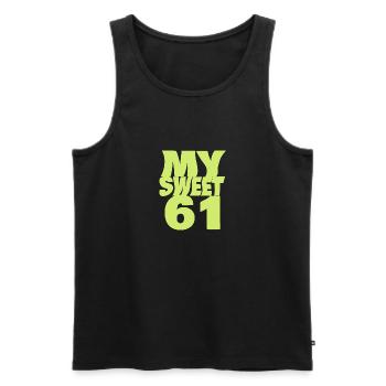 Sweet 61 - Men's Premium Organic Tank Top - black - Front - Michal (187cm)
