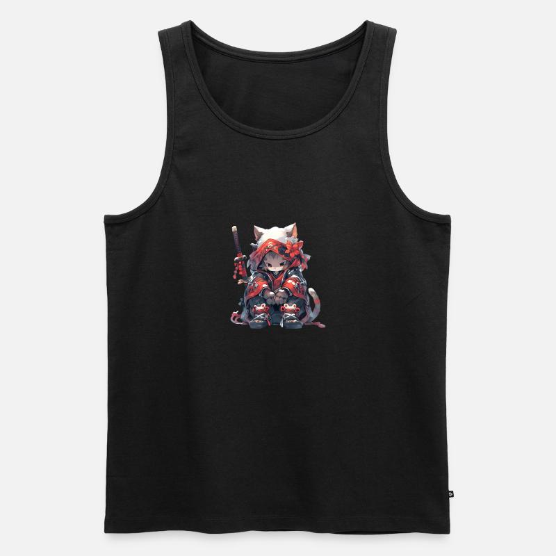 Cute Samurai Cat - Männer Premium Bio Tank Top - Schwarz