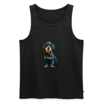 Dachshund, Dackel, Kurzhaardackel, Illustration - Männer Premium Bio Tank Top - Schwarz - Vorne - AI Model Male 178 light (178cm)