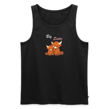 Highland Cattle - Grande sœur - Débardeur bio Premium Homme - noir - Devant - AI Model Male 178 light (178cm)
