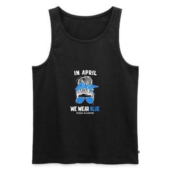 En avril, nous portons Blue Autism Awareness - Débardeur bio Premium Homme - noir - Devant - Michal (187cm)