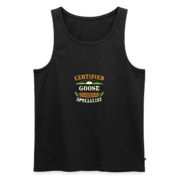Certified Goose Specialist Farmer Funny Farming - Men's Premium Organic Tank Top - black - Front - AI Model Male 178 light (178cm)