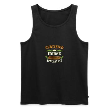 Certified Horse Specialist Farmer Funny Farming - Men's Premium Organic Tank Top - black - Front - AI Model Male 178 light (178cm)