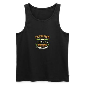 Certified Donkey Specialist Farmer Funny Farming - Men's Premium Organic Tank Top - black - Front - AI Model Male 178 light (178cm)