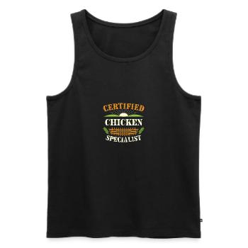 Certified Chicken Specialist Farmer Funny Farming - Men's Premium Organic Tank Top - black - Front - AI Model Male 178 light (178cm)