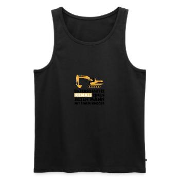 Unterschätze niemals einen alten Mann mit Bagger! - Männer Premium Bio Tank Top - Schwarz - Vorne - AI Model Male 178 light (178cm)