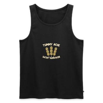 Maux de ventre Satay Survivant Drôle de nourriture préférée - Débardeur bio Premium Homme - noir - Devant - Michal (187cm)