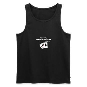 Blaue Vierzehn Offizielles Shirt - Männer Premium Bio Tank Top - Schwarz - Vorne - Michal (187cm)