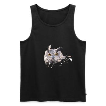 Low Poly Eule Dreieck Design T-Shirt Geschenkidee - Männer Premium Bio Tank Top - Schwarz - Vorne - AI Model Male 178 light (178cm)