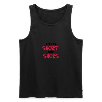 Life is short buy shoes - Männer Premium Bio Tank Top - Schwarz - Vorne - AI Model Male 178 light (178cm)