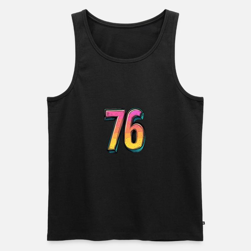 76 Zahl Comic - Männer Premium Bio Tank Top - Schwarz