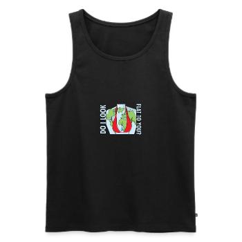 Drôle est-ce que j’ai l’air plat pour toi Jour de la Terre Anti Plat - Débardeur bio Premium Homme - noir - Devant - AI Model Male 178 light (178cm)