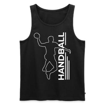 Handball player gift handballer jump throw - Men's Premium Organic Tank Top - black - Front - AI Model Male 178 light (178cm)