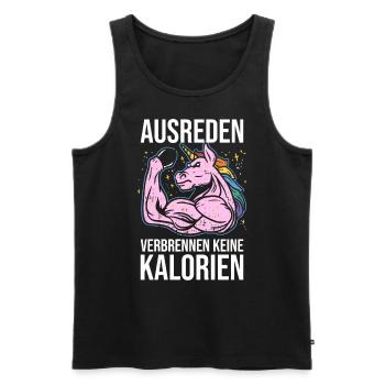 Motivation Calories Excuses Sport Licorne Fitness - Débardeur bio Premium Homme - noir - Devant - AI Model Male 178 light (178cm)