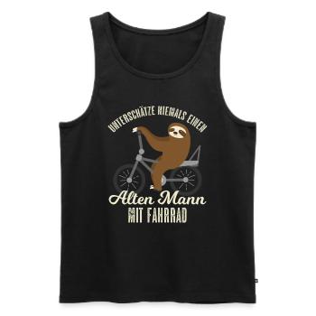 Alter Mann Fahrrad Fahren Faultier Fahrradtour Opa - Männer Premium Bio Tank Top - Schwarz - Vorne - AI Model Male 178 light (178cm)