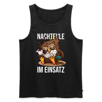 Nachteule Im Einsatz Müde Eule Nachtmensch - Männer Premium Bio Tank Top - Schwarz - Vorne - Michal (187cm)