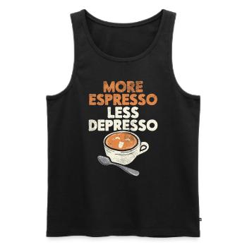 More Espresso Less Depresso Barista Espresso bar - Men's Premium Organic Tank Top - black - Front - AI Model Male 178 light (178cm)