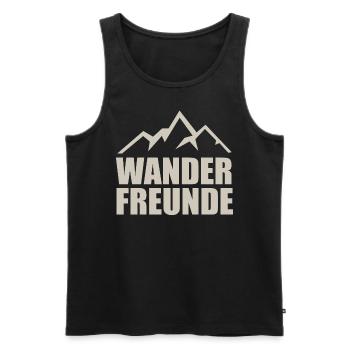 Wanderfreunde, Berg Silhouette. Hobby und Freizeit - Männer Premium Bio Tank Top - Schwarz - Vorne - AI Model Male 178 light (178cm)